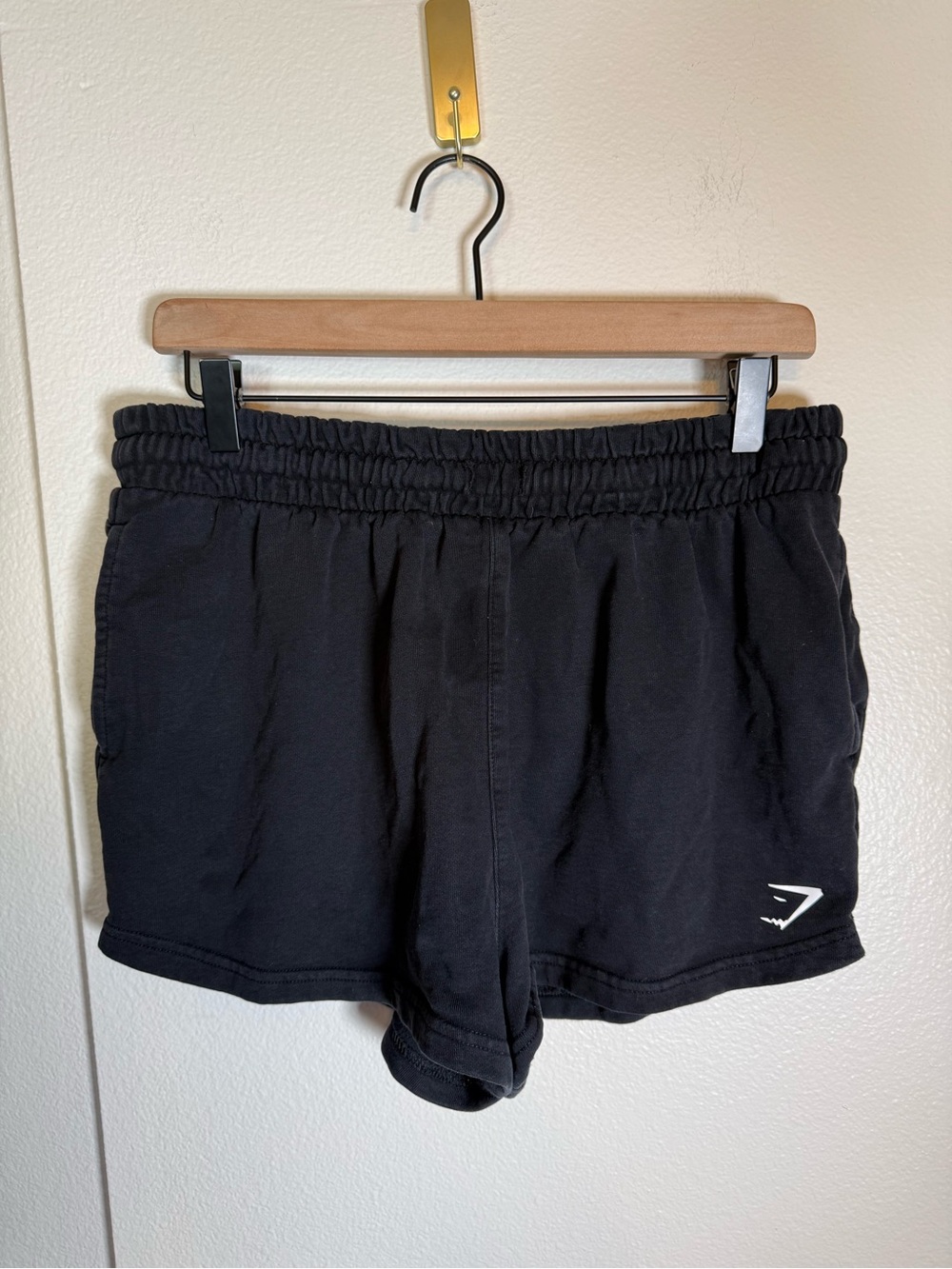 GYMSHARK women’s cotton athletic black elastic waist gym shorts M